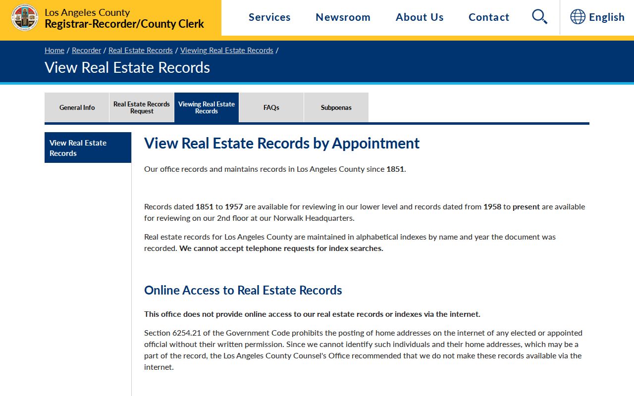 San Dimas people search through Los Angeles County real estate records