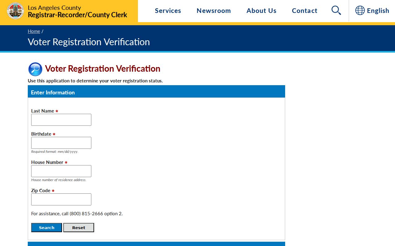 San Dimas voter registration records status page from Los Angeles County